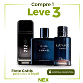 QUEIMA DE ESTOQUE - 3 Perfumes Masculinos Importados (100ml cada) - Sauvage Dior l Bleu de Chanel l 212 VIP Black )